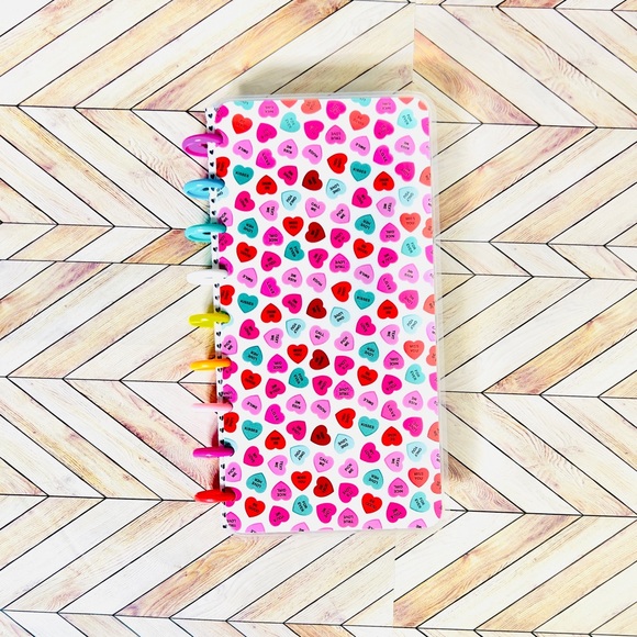 Skinny classic size planner Happy candy hearts valentines weekly layout undated - Picture 1 of 9